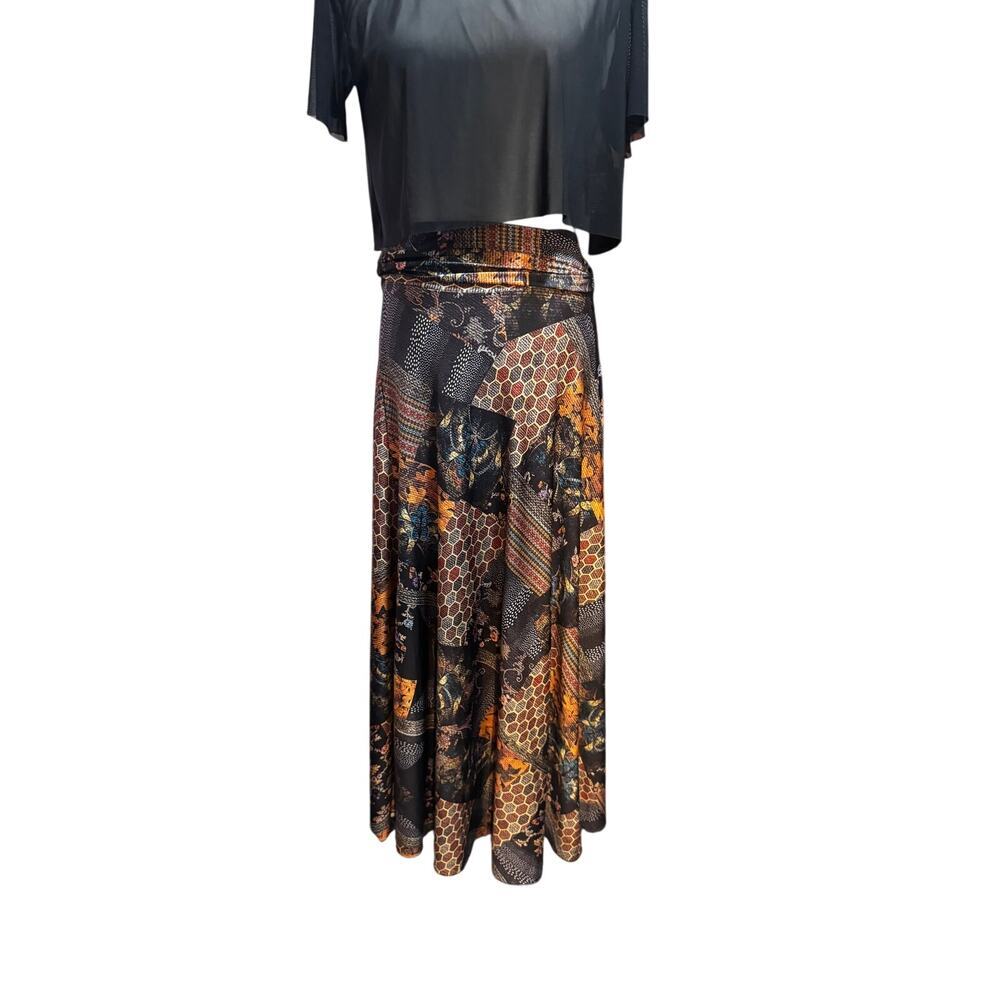 Vintage Patchwork Print Maxi Skirt – High Waist Boho Art Nouveau Size Small - Picture 5 of 6